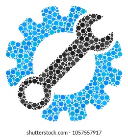 Service Tools collage of round dots in various sizes and color tones. Dots are organized into service tools vector composition. Vector illustration.