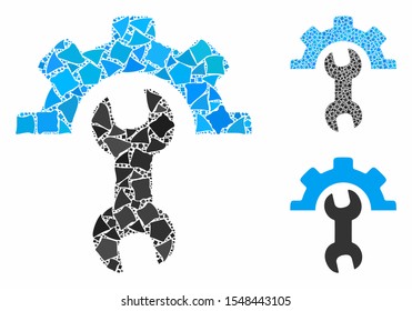 Service tools composition of bumpy items in various sizes and color tints, based on service tools icon. Vector bumpy items are combined into composition.