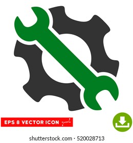 Service Tools EPS vector icon. Illustration style is flat iconic bicolor green and gray symbol on white background.