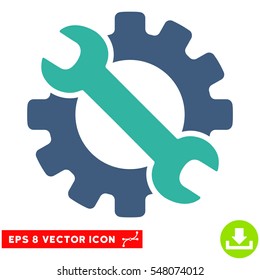 Service Tools EPS vector icon. Illustration style is flat iconic bicolor cobalt and cyan symbol on white background.