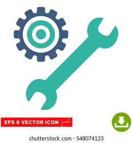 Service Tools EPS vector icon. Illustration style is flat iconic bicolor cobalt and cyan symbol on white background.
