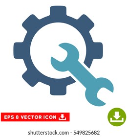 Service Tools EPS vector icon. Illustration style is flat iconic bicolor cyan and blue symbol on white background.