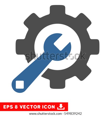 Service Tools EPS vector icon. Illustration style is flat iconic bicolor cobalt and gray symbol on white background.