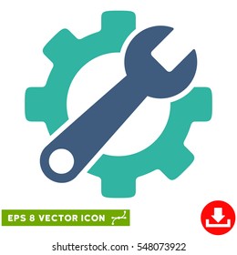 Service Tools EPS vector pictogram. Illustration style is flat iconic bicolor cobalt and cyan symbol on white background.