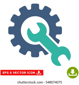 Service Tools EPS vector pictograph. Illustration style is flat iconic bicolor cobalt and cyan symbol on white background.