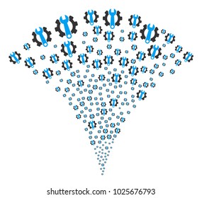 Service Tools explosion fountain. Vector illustration style is flat iconic symbols. Object fountain created from random pictograms as service tools fireworks.