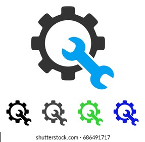 Service Tools flat vector illustration. Colored service tools gray, black, blue, green pictogram versions. Flat icon style for application design.