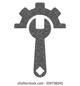 Service Tools grainy textured icon for overlay watermark stamps. Flat symbol with unclean texture. Dotted vector gray ink rubber seal stamp with grunge design on a white background.