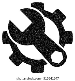 Service Tools grainy textured icon for overlay watermark stamps. Flat symbol with scratched texture. Dotted vector black ink rubber seal stamp with grunge design on a white background.