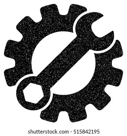 Service Tools grainy textured icon for overlay watermark stamps. Flat symbol with scratched texture. Dotted vector black ink rubber seal stamp with grunge design on a white background.