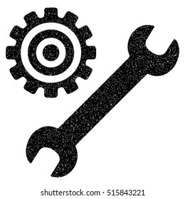 Service Tools grainy textured icon for overlay watermark stamps. Flat symbol with unclean texture. Dotted vector black ink rubber seal stamp with grunge design on a white background.