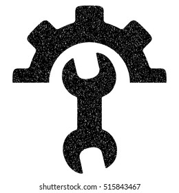 Service Tools grainy textured icon for overlay watermark stamps. Flat symbol with scratched texture. Dotted vector black ink rubber seal stamp with grunge design on a white background.