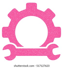 Service Tools grainy textured icon for overlay watermark stamps. Flat symbol with dirty texture. Dotted vector pink ink rubber seal stamp with grunge design on a white background.