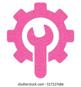 Service Tools grainy textured icon for overlay watermark stamps. Flat symbol with unclean texture. Dotted vector pink ink rubber seal stamp with grunge design on a white background.