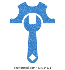 Service Tools grainy textured icon for overlay watermark stamps. Flat symbol with dust texture. Dotted vector cobalt ink rubber seal stamp with grunge design on a white background.