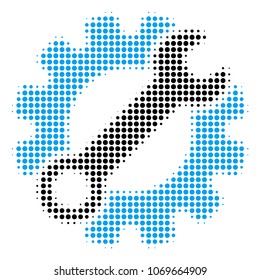 Service Tools halftone vector icon. Illustration style is dotted iconic Service Tools icon symbol on a white background. Halftone texture is round items.