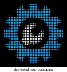 Service tools halftone vector icon. Illustration style is dot iconic service tools symbol on a black background. Halftone pattern is made of round cells.