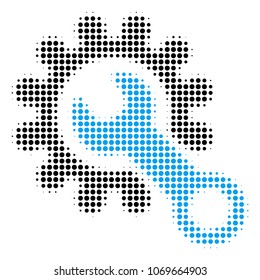 Service Tools halftone vector pictogram. Illustration style is dotted iconic Service Tools icon symbol on a white background. Halftone texture is round elements.