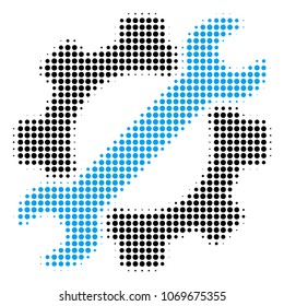 Service Tools halftone vector pictogram. Illustration style is dotted iconic Service Tools icon symbol on a white background. Halftone pattern is circle spots.