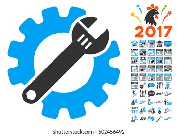 Service Tools icon with bonus 2017 new year images. Vector illustration style is flat iconic symbols,modern colors, rounded edges.