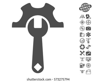 Service Tools icon with bonus copter service pictograms. Vector illustration style is flat iconic symbols on white background.