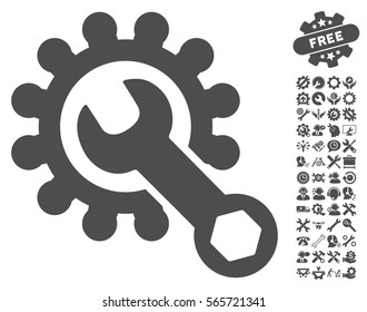 Service Tools icon with bonus options icon set. Vector illustration style is flat iconic gray symbols on white background.