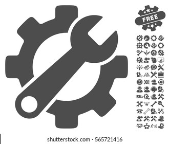 Service Tools icon with bonus options graphic icons. Vector illustration style is flat iconic gray symbols on white background.