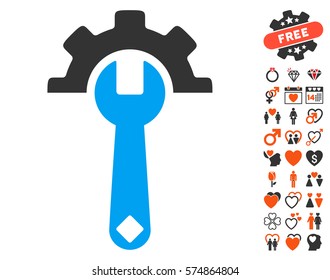 Service Tools icon with bonus passion clip art. Vector illustration style is flat iconic symbols for web design, app user interfaces.
