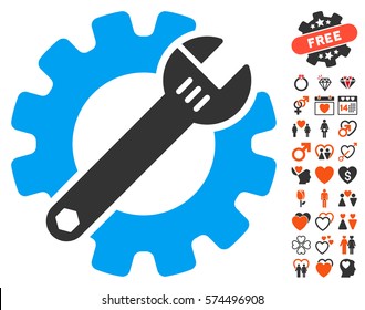 Service Tools icon with bonus romantic pictures. Vector illustration style is flat iconic symbols for web design, app user interfaces.