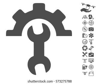 Service Tools icon with bonus uav service images. Vector illustration style is flat iconic symbols on white background.
