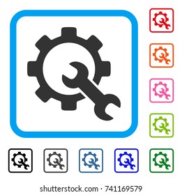 Service Tools icon. Flat gray iconic symbol in a light blue rounded frame. Black, gray, green, blue, red, orange color variants of Service Tools vector. Designed for web and software UI.