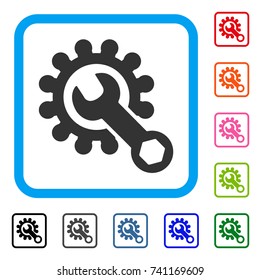 Service Tools icon. Flat gray pictogram symbol in a light blue rounded rectangular frame. Black, gray, green, blue, red, orange color variants of Service Tools vector.