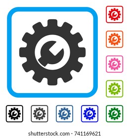 Service Tools icon. Flat gray pictogram symbol in a light blue rounded squared frame. Black, gray, green, blue, red, orange color variants of Service Tools vector.