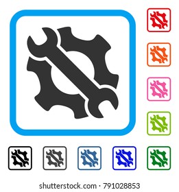 Service Tools icon. Flat gray iconic symbol in a light blue rounded squared frame. Black, gray, green, blue, red, orange color versions of Service Tools vector. Designed for web and software UI.