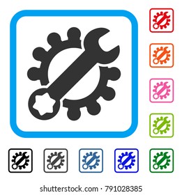 Service Tools icon. Flat grey iconic symbol in a light blue rounded square. Black, gray, green, blue, red, orange color additional versions of Service Tools vector.