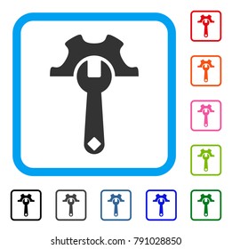 Service Tools icon. Flat grey pictogram symbol inside a light blue rounded rectangular frame. Black, gray, green, blue, red, orange color variants of Service Tools vector.