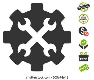 Service Tools icon with free bonus icon set. Vector illustration style is flat iconic symbols, eco green and gray colors, white background.
