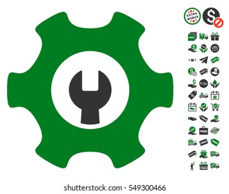 Service Tools icon with free bonus clip art. Vector illustration style is flat iconic symbols, green and gray colors, white background.