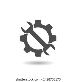 Service tools icon. Gear with wrench sign Vector illustration