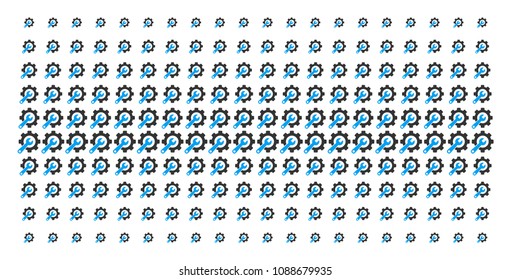Service tools icon halftone pattern, designed for backgrounds, covers, templates and abstraction compositions. Vector service tools symbols arranged into halftone grid.