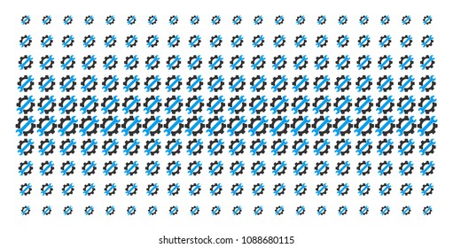 Service tools icon halftone pattern, designed for backgrounds, covers, templates and abstract compositions. Vector service tools shapes organized into halftone grid.