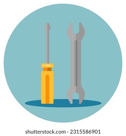 Service tools icon. Industry hand drawn flat collection. Industrial equipment