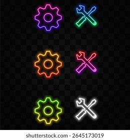 Service tools icon. neon style. Vector illustration.