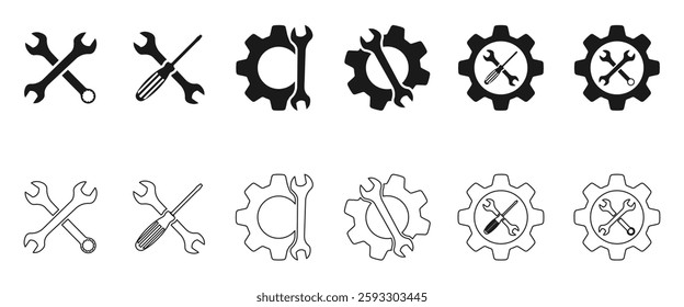service and tools icon set vector illustration isolated on white background.