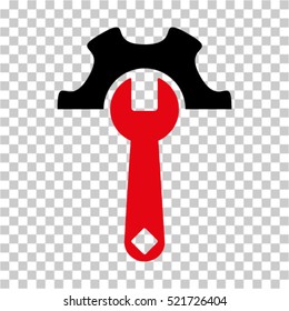 Service Tools icon. Vector pictogram style is a flat bicolor symbol, intensive red and black colors, chess transparent background. Designed for software and web interface toolbars and menus.