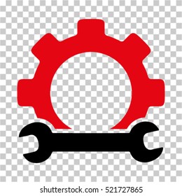 Service Tools icon. Vector pictogram style is a flat bicolor symbol, intensive red and black colors, chess transparent background. Designed for software and web interface toolbars and menus.