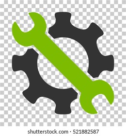 Service Tools icon. Vector pictogram style is a flat bicolor symbol, eco green and gray colors, chess transparent background. Designed for software and web interface toolbars and menus.