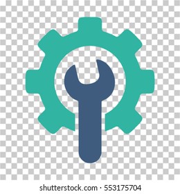 Service Tools icon. Vector pictogram style is a flat bicolor symbol, cobalt and cyan colors, chess transparent background. Designed for software and web interface toolbars and menus.
