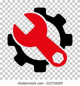 Service Tools icon. Vector pictograph style is a flat bicolor symbol, intensive red and black colors, chess transparent background. Designed for software and web interface toolbars and menus.