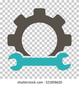 Service Tools icon. Vector pictograph style is a flat bicolor symbol, grey and cyan colors, chess transparent background. Designed for software and web interface toolbars and menus.